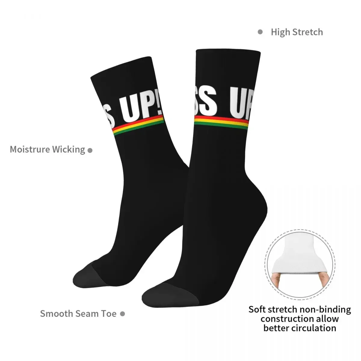 Bless Up Jamaican Patois Slang Reggae Rasta Colors Socks Harajuku Stockings All Season Long Socks Accessories for Unisex Gifts