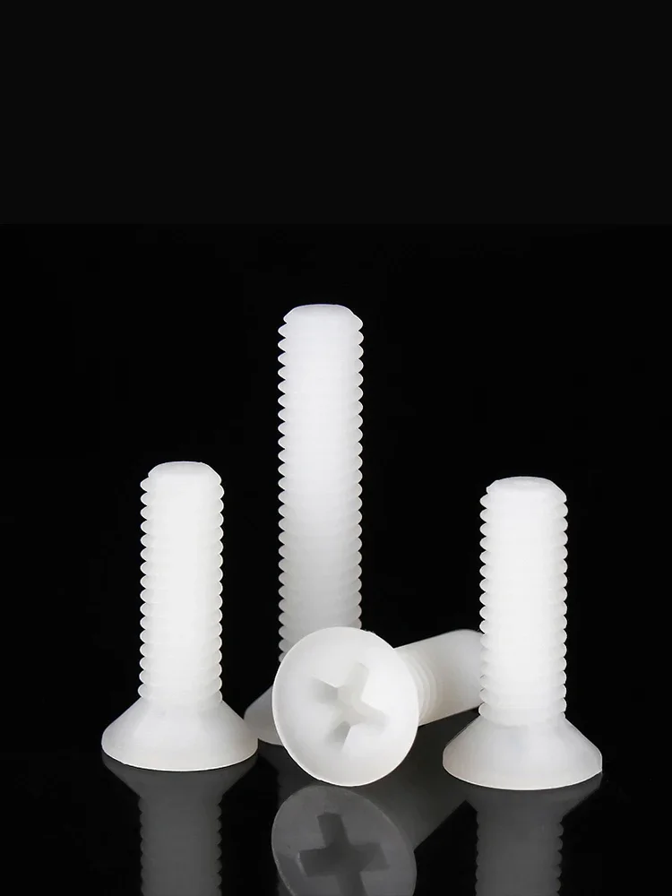 M2 M2.5 M3 M4 M5 M6 M8 White Plastic Nylon Countersunk Head Screws Phillips Flat Head Bolts