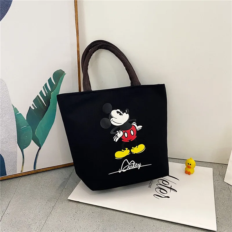 Disney torebka damska 2023 myszka Mickey Minnie płócienna Tote torba dla dziewczynek śliczne Anime wielofunkcyjna torba na Lunch prezenty