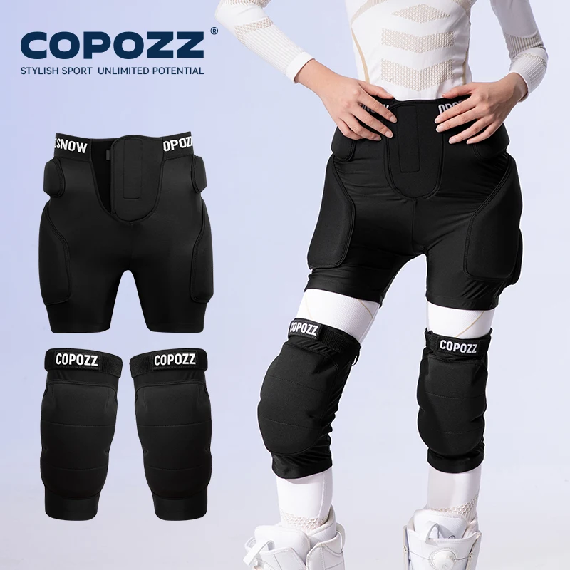 COPOZZ Ski Knee And Hip Pads Thickened shock absorption Anti-impact Adult Women Men Snow Sports Protective Gear Set Outdoor
