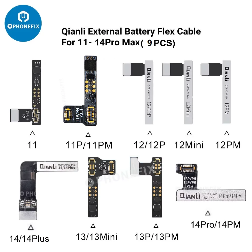 สายแพสำหรับแบตเตอรี่ Qianli, สายเคเบิ้ลภายนอกสำหรับ iPhone 11-14แก้ไขข้อผิดพลาดในการลบสัญญาณเตือนสุขภาพ