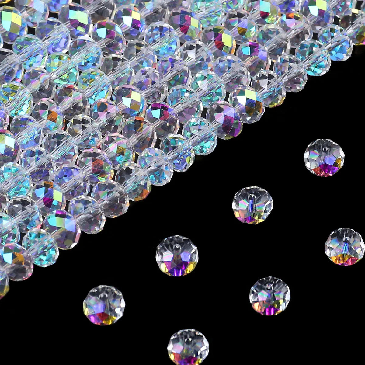 Faceted Flat Round White AB Austrian Crystal Transparent Spacer Loose Beads For Jewelry Making Women Bracelet Earring DIY 3 4 6m