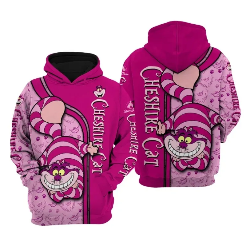 Autumn Winter Kids Cheshire Cat Hoodie Disney Cartoon Pullover Adult Casual Hooded Clothing Boys Girls Fashion Top Coat With Hat