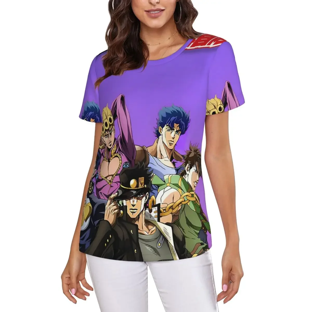 Jojo Bizarre Adventure Anime Cartoon T-Shirt Women Short Sleeve T Shirts O-Neck Clothes Cotton Summer Tees Streetwear