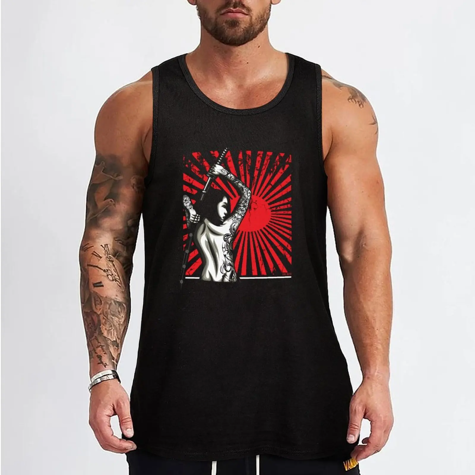 Samurai Girl Tank Top gym top man sexy?costume bodybuilding men singlets for men