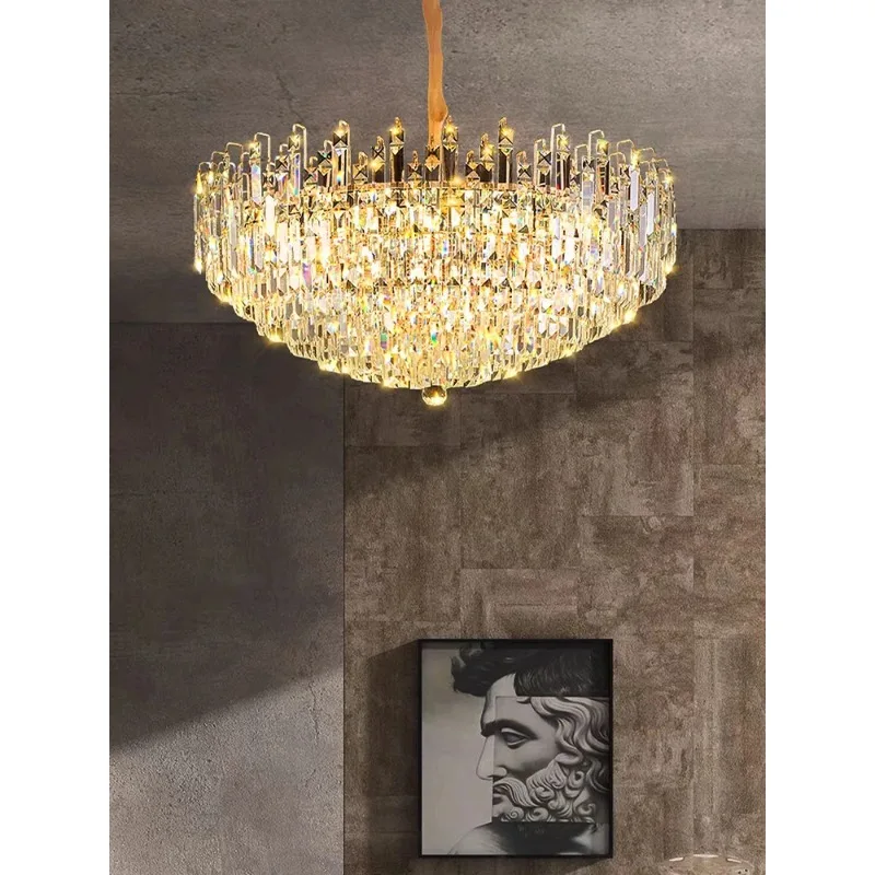 Modern Luxury Large Crystal Ceiling Lamp Gold LED Chandelier 2024 Big Light Fixture for Living Room Home Decor