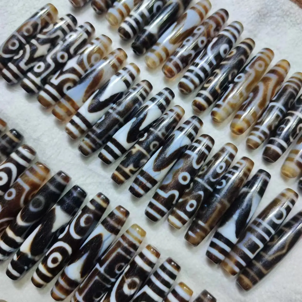 50pcs/lot natural agate dzi with a variety of patterns wholesale black and white diy necklace pendant 58mm Handmade beads