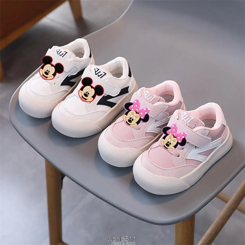 Soft Bottom Running Shoes for Boys Mickey Minnie Baby tennis Shoes Girls New School Student Sports Shoes Children Sneakers