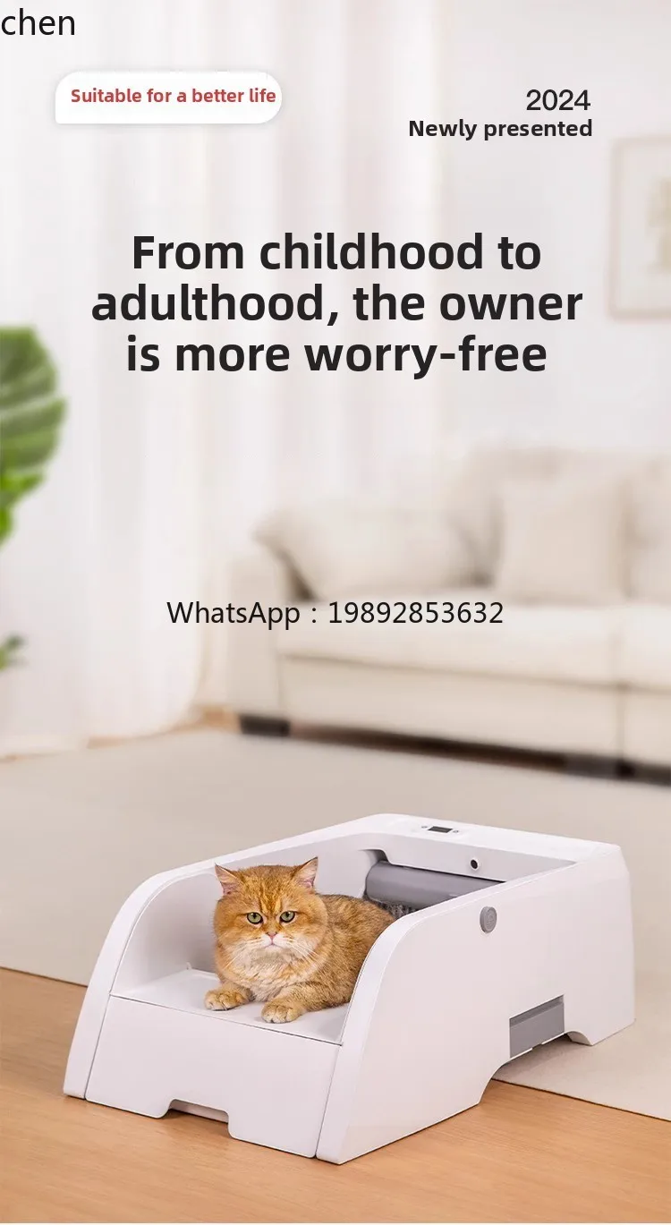 ماكينة فضلات القطط الأوتوماتيكية، كاميرا فيديو، صندوق فضلات القطط، مرحاض ذكي مفتوح مقاوم للرذاذ للقطط