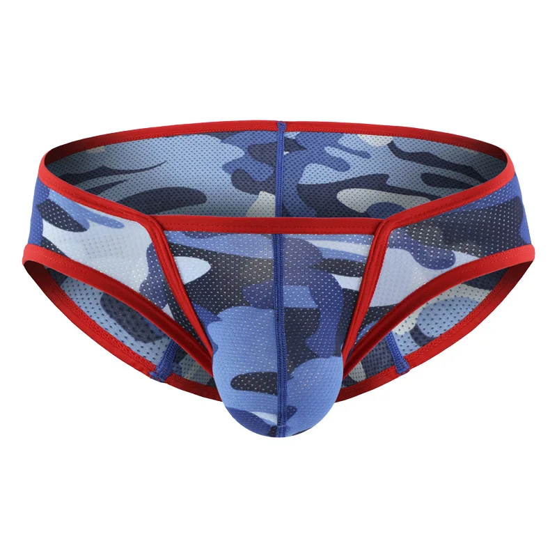 

Men's Camo Mesh Briefs Gays Erotic Low Waist 3D Contoured Pouch Breathable Nylon Bulge Underwear Youth Fashion Sports Underpants