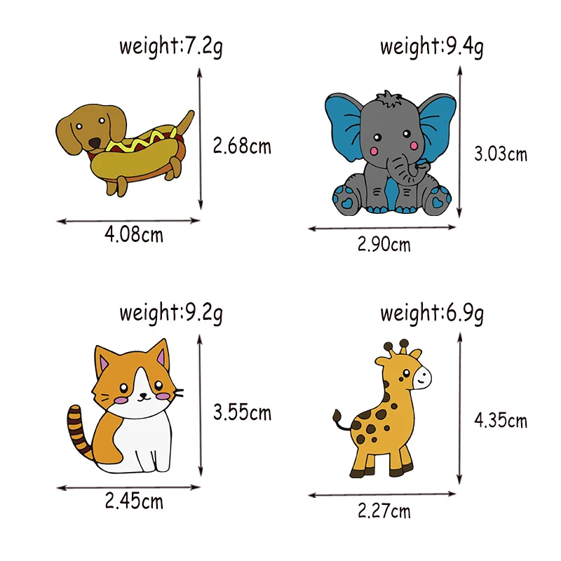 Funny Animal Brooches Custom Elephant Cat Giraffe Dog Brooches Bag Shirt Jackets Lapel Pin Badges Cartoon Jewelry Gift for Kids