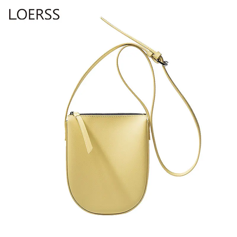 LOERSS-Bolsa de ombro de couro feminina, bolsa tiracolo vintage, versátil, bolsa de balde casual, bolsa de deslocamento para celular, moda