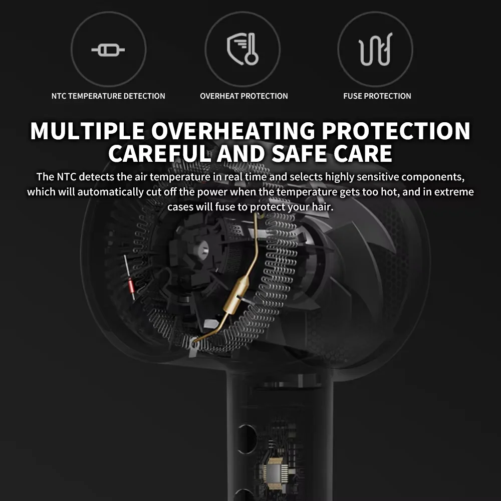 XIAOMI MIJIA Mi H300 Ionic Hair Dryer 1600W Quick Dry Negative Ion Professional Electric Hair Dryer with Diffuser for Home Use