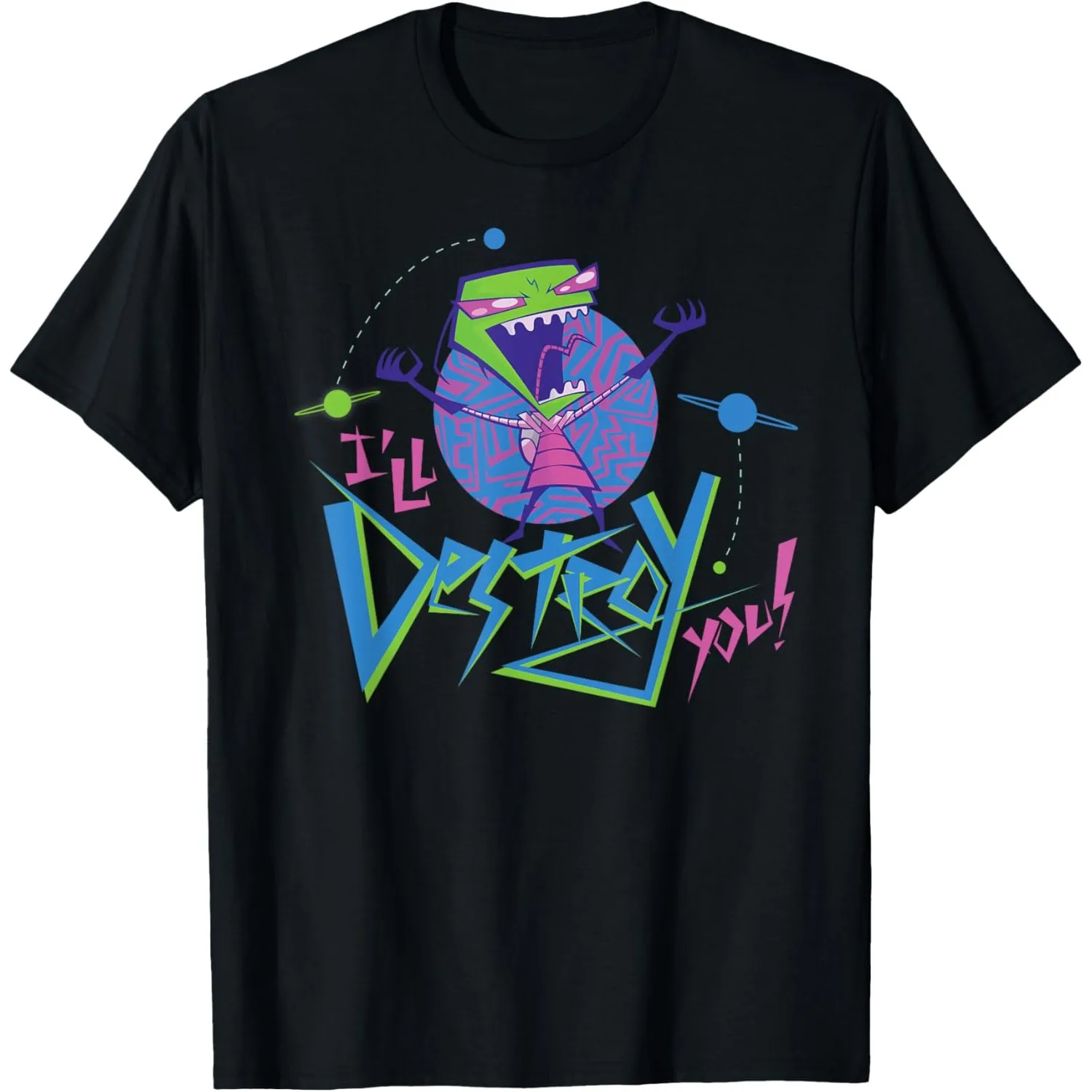 

Invader Zim I Ll Destroy You Graphic Short Sleeve Cotton Crew Neck T Shirt For Men