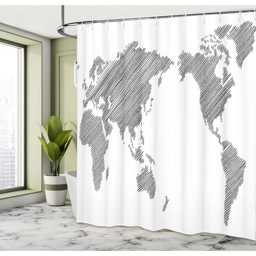 ستارة حمام لخريطة العالم من أمبيسون، كرافت قارات مخططة قابلة للرسم، جغرافيا، فن في جميع أنحاء العالم، حمام من نسيج القماش