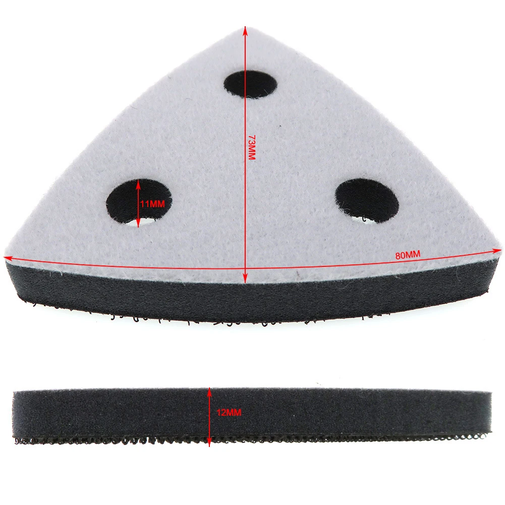 

3 Hole Sponge Backing Pad for Triangle Sanding Discs Suitable for Reducing Vibration from Orbital Sanding Tool 80x80x80mm