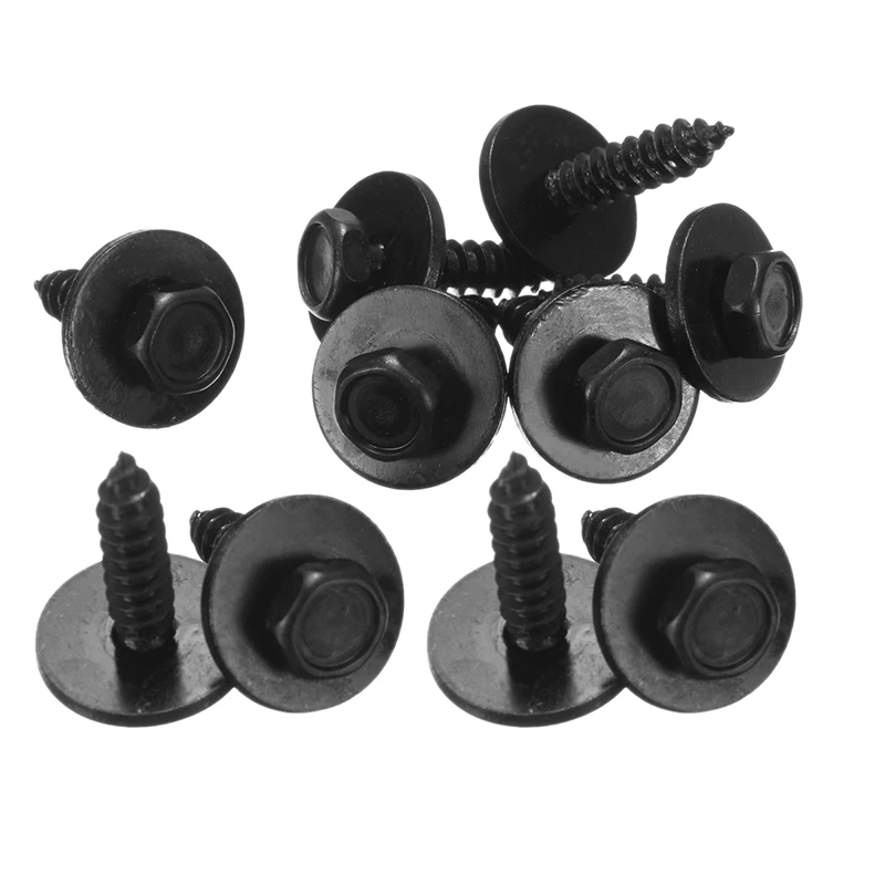 10/20Pcs/Set Self Tapping Tapper Screw And Washer For BMW 4.8 x 19 mm Black 8mm Self Tapping Tapper Screws