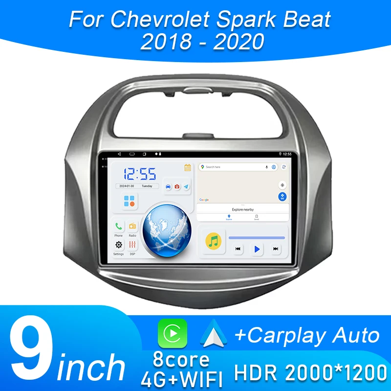 

4G For Chevrolet Spark Beat 2018 2019 2020 Multimedia Stereo Car DVD BT Player Navigation GPS Radio 5G WIFI Carplay No 2din DVD