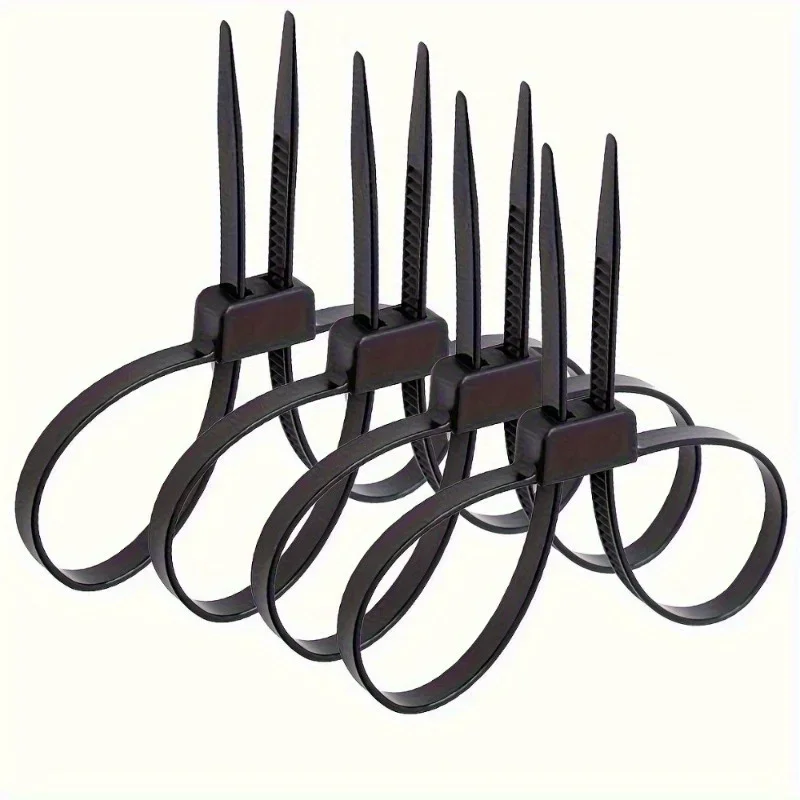 4pcs Nylon Zip Ties with Double Hole Non-Slip Disposable for Household Warehouse Freight Stations Cable Management
