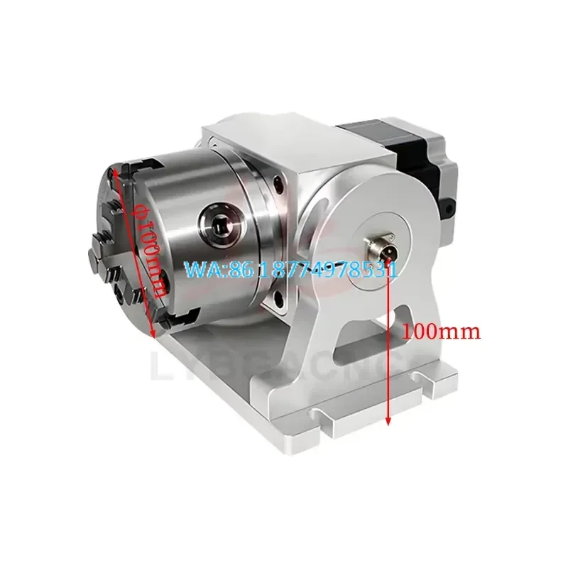 Wmwmnu Adjustable Angle HT90-10-100A CNC Rotary A-axis Indexing Head With 100mm Chuck and 3 Jaws for Marking CNC