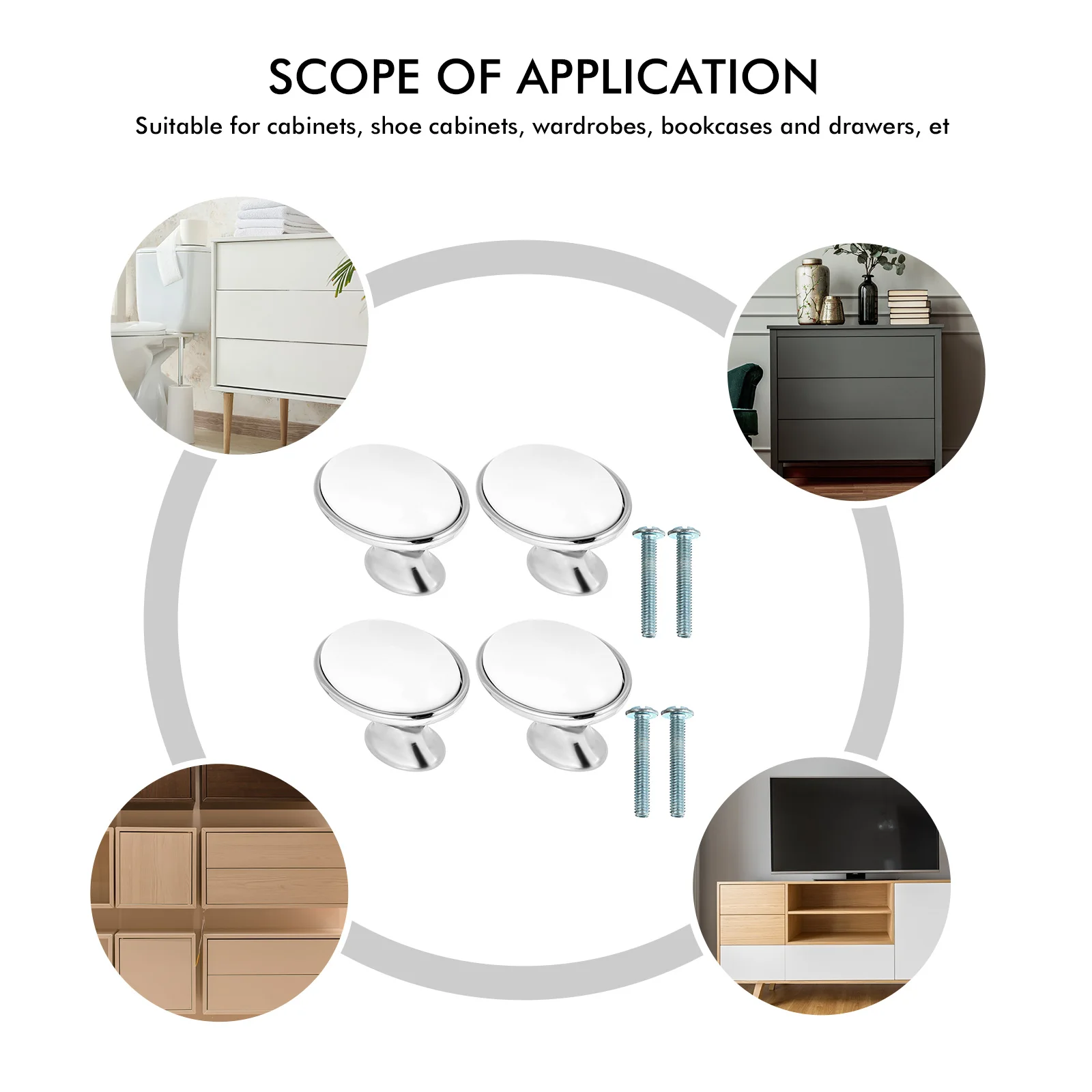 

4 Pcs Zinc Alloy Handle Wardrobe Door Knobs Drawer Home Supply Cabinet Pull Handles