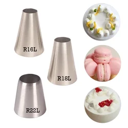 R16L# R18L# R22L# Large Size Round Hole Piping Nozzle Stainless Steel Baking Supplies Cake Cream Pastry Tools Cupcake Decoration