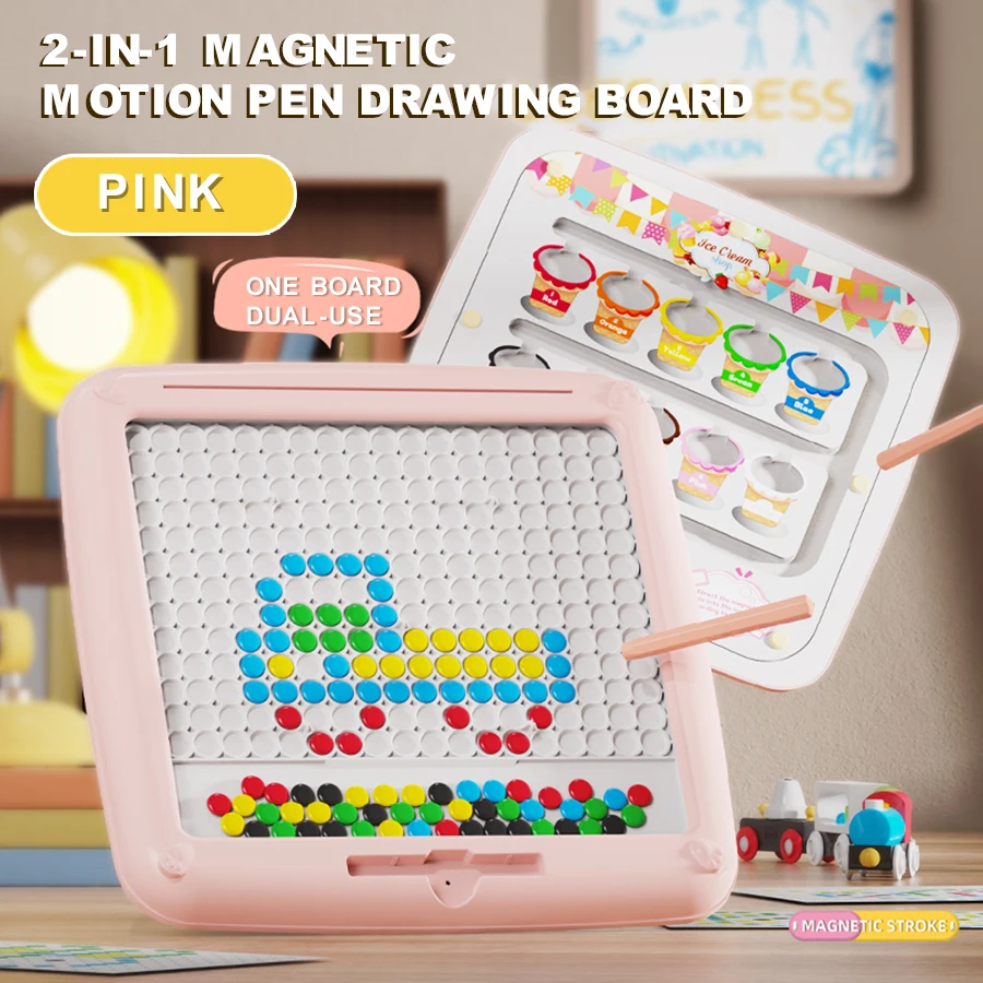Magnetisches Zeichenbrett für Kinder, DIY-Graffiti-Spielzeug, magnetischer Stift und Perlen-Puzzle-Spielzeug, Kindergeburtstagsgeschenk, Weihnachtsgeschenk