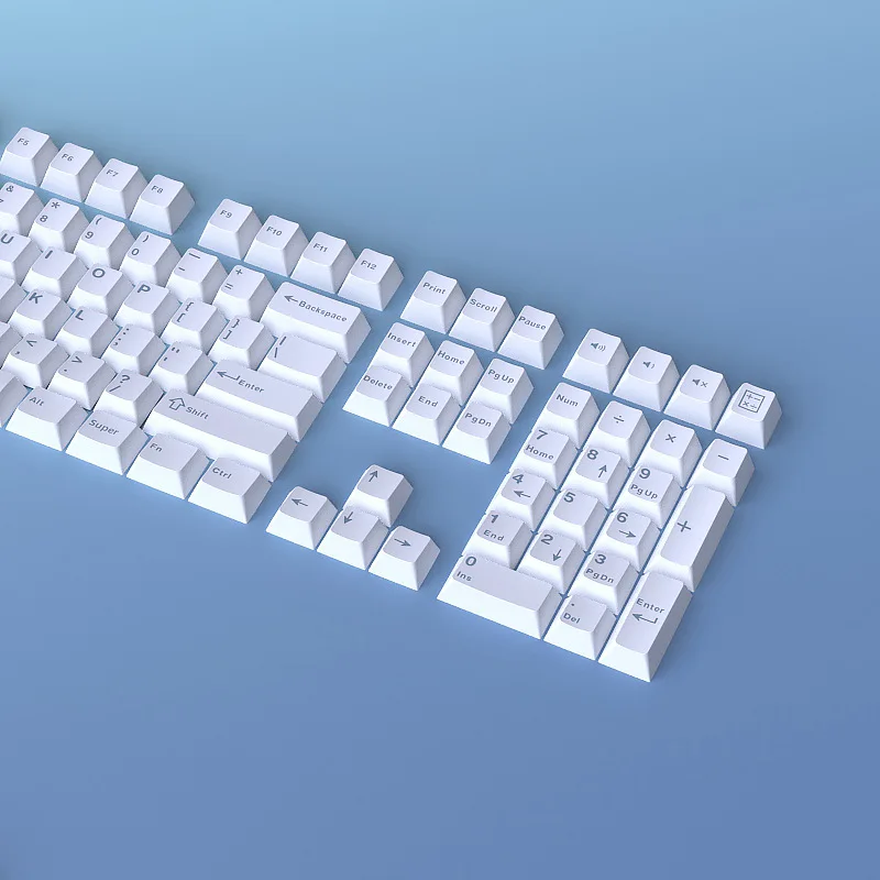 

White keycap PBT material is engraved small, full set of 126 keys, original height two-color