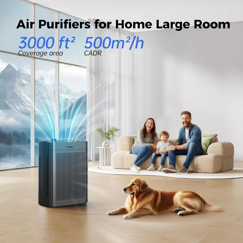 

Большой очиститель воздуха для спальни с датчиком PM2.5, моющимся HEPA-фильтром H13, боковым забором воздуха, уровнем шума 22 дБ, для удаления пыли от домашних животных, дыма, пыльцы