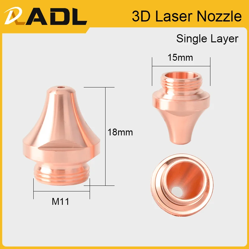 ADL 10Pcs 3D Nozzle Single&Double Layer D15H18M11 Caliber 1.0-5.0mm For Raytools BM06K 3D BS20K WSX Fiber Laser Head