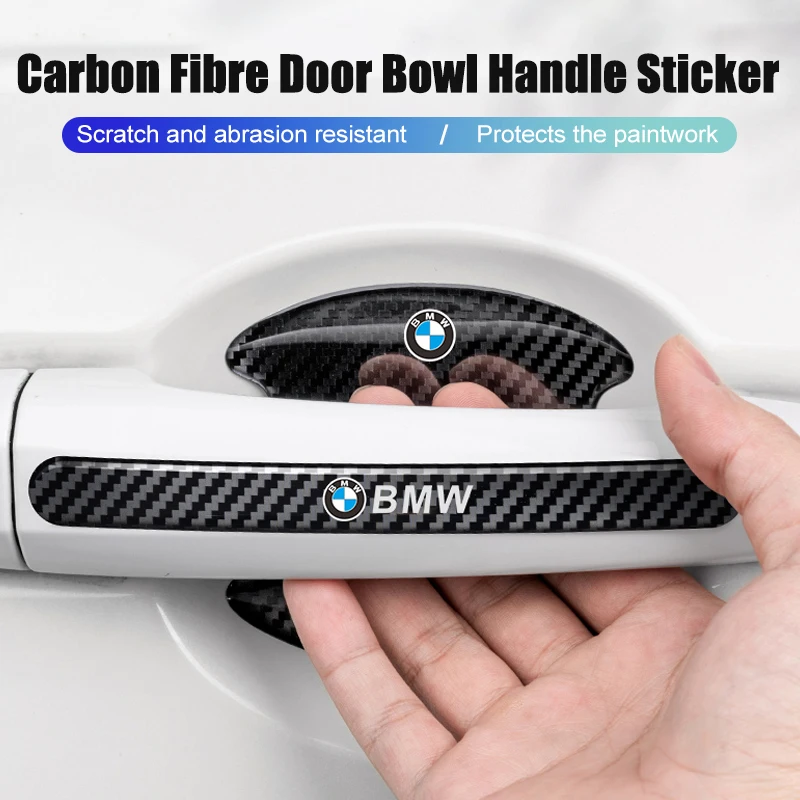 Carbon Fiber Car Door Bowl Handle Protect Stickers For BMW 1 2 3 4 5 6 7 Series X1 X3 X4 X5 X6 X2 X7 F10 F15 F16 F20 F30 F18 F25