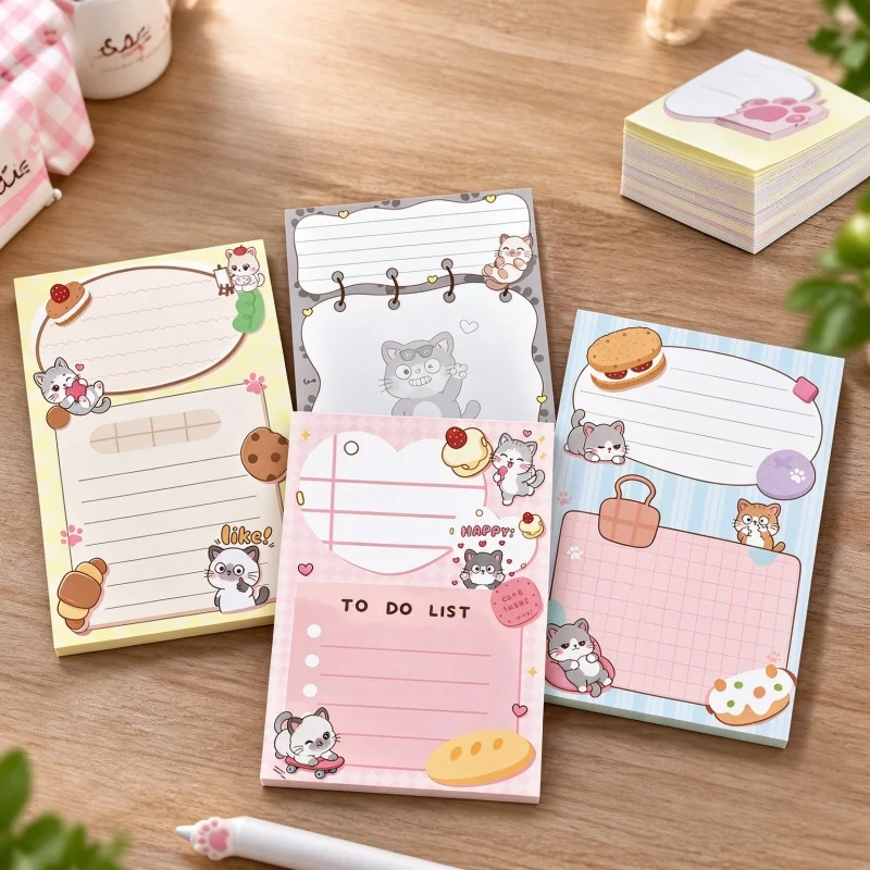 24pcs/lot Kawaii Cat Memo Pad Cute N Times Stationery Label Notepad Bookmark Post School Supplies