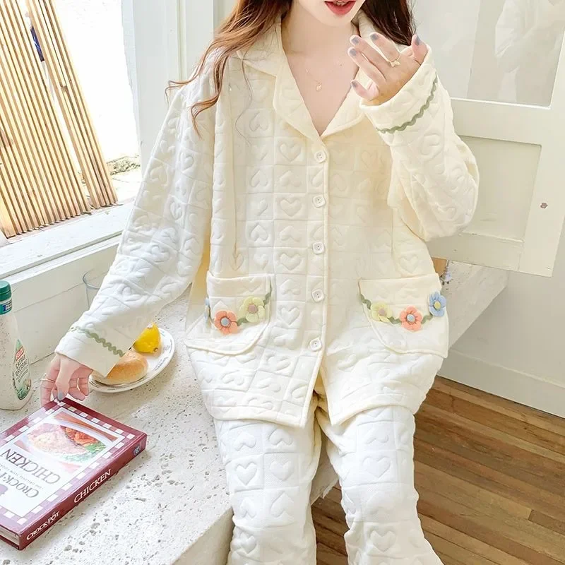 Air Cotton Confinement Clothes Winter Thickened Cotton Pregnant Women Pajamas Spring Autumn Adjustable Maternity Nursing Suits