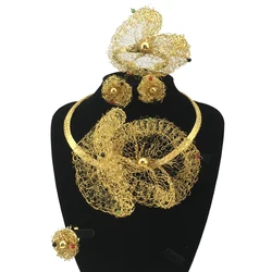 Quality Luxury African Bride Jewelry Set Brazilian Simple Style Light Weight Necklace For Women Party Gifts FHK18369