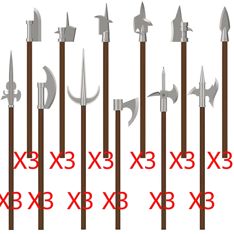MOC Mittelalterliche Militärwaffen Bausteine Teile Burg Ritter Soldat Schwert Bogen Armbrust Helm Speer Modell Ziegel Junge Spielzeug