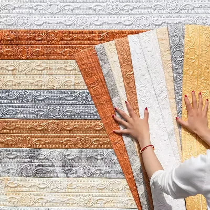 1roll 12x230cm Waterproof Ceiling Decoration Strip Antifouling Self-Adhesive Wall Sticker 3D Easy Installation Wall Trim Line