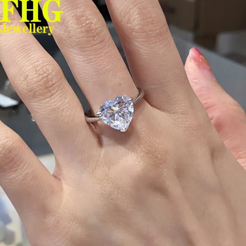 

1 2 3 4 5 Carat Solid Au585 14K White Gold Ring Luxury Heart shape DVVS1 Moissanite Diamonds Wedding Party Engagement birthday