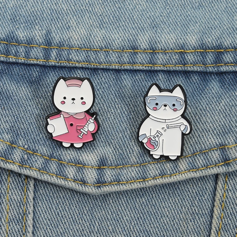 Medical Lab Gifts - Nurse Lab Cats Enamel Pins Custom