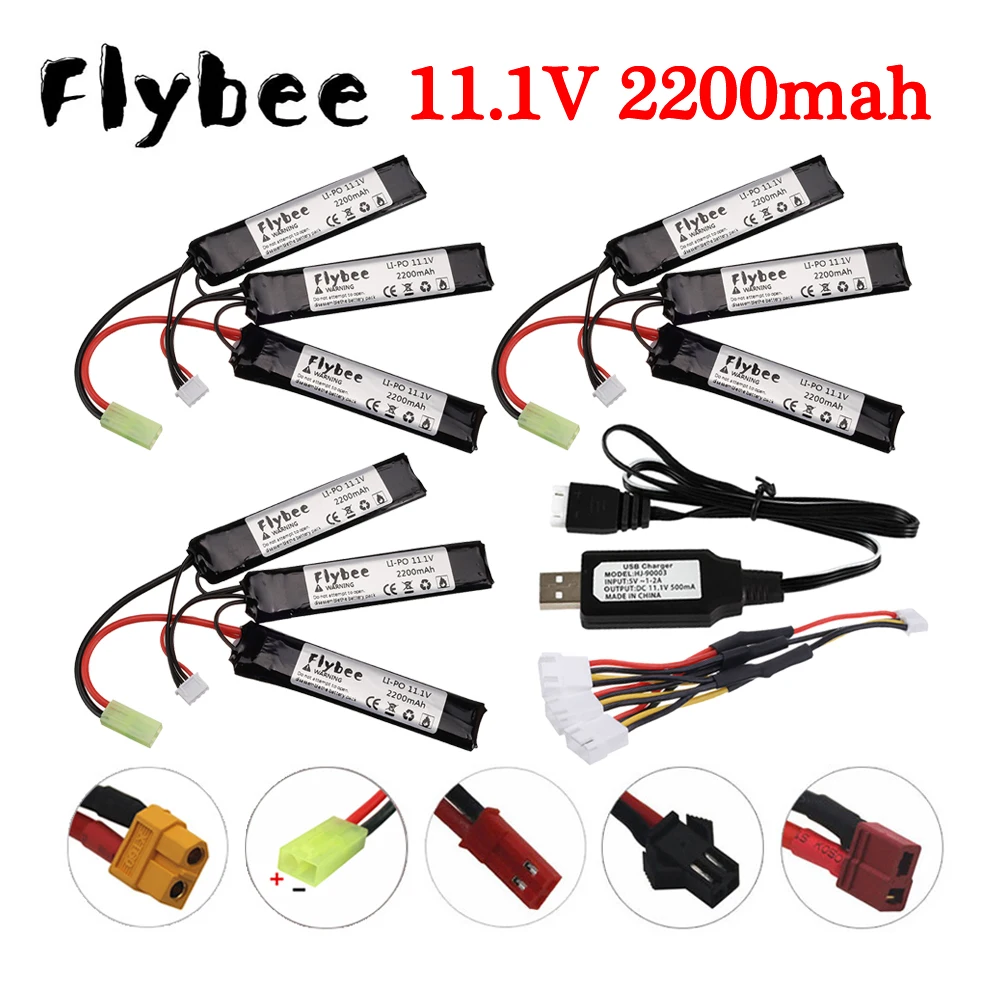 3S Water Gun Lipo Battery 11.1V 2200mAh 452096 battery with charger For Mini Airsoft BB Air Pistol Electric Toys guns RC Parts