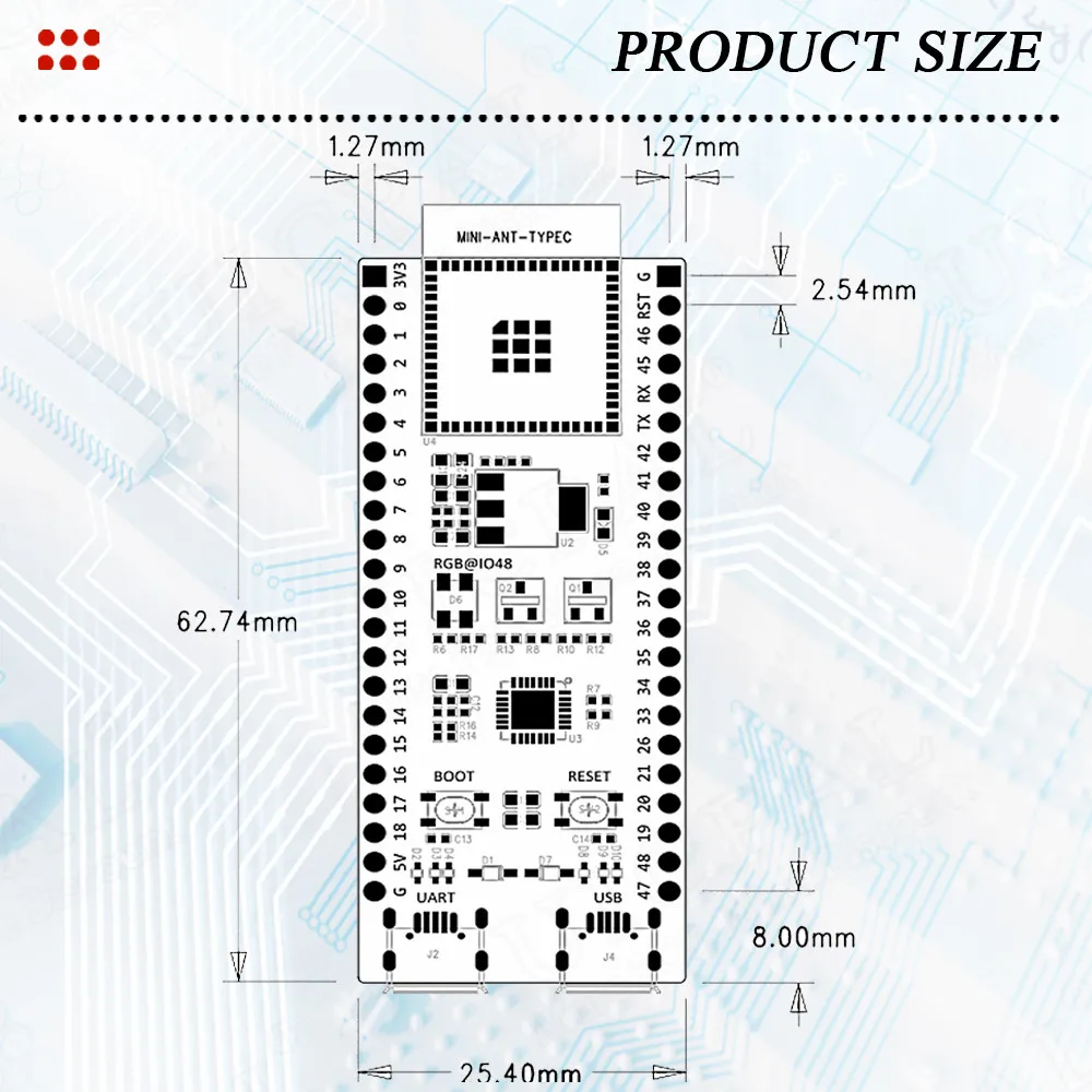Płytka rozwojowa ESP32-S3 CP2102 Type-C 44Pin BT 2.4G Moduł Wifi 8MB PSRAM 16MB FLASH dla Arduino ESP32-S3-DevKitC-1 N16R8 — zdjęcie produktu 5