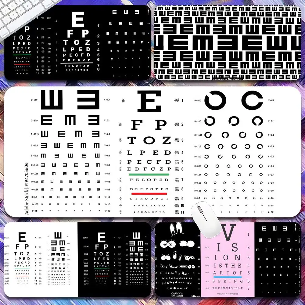 Medical Eye Vision Chart  Mouse Pad Tapetes de Mesa Teclado, Borracha Kawaii, Tapete de Mesa Antiderrapante, XXL,90x40cm