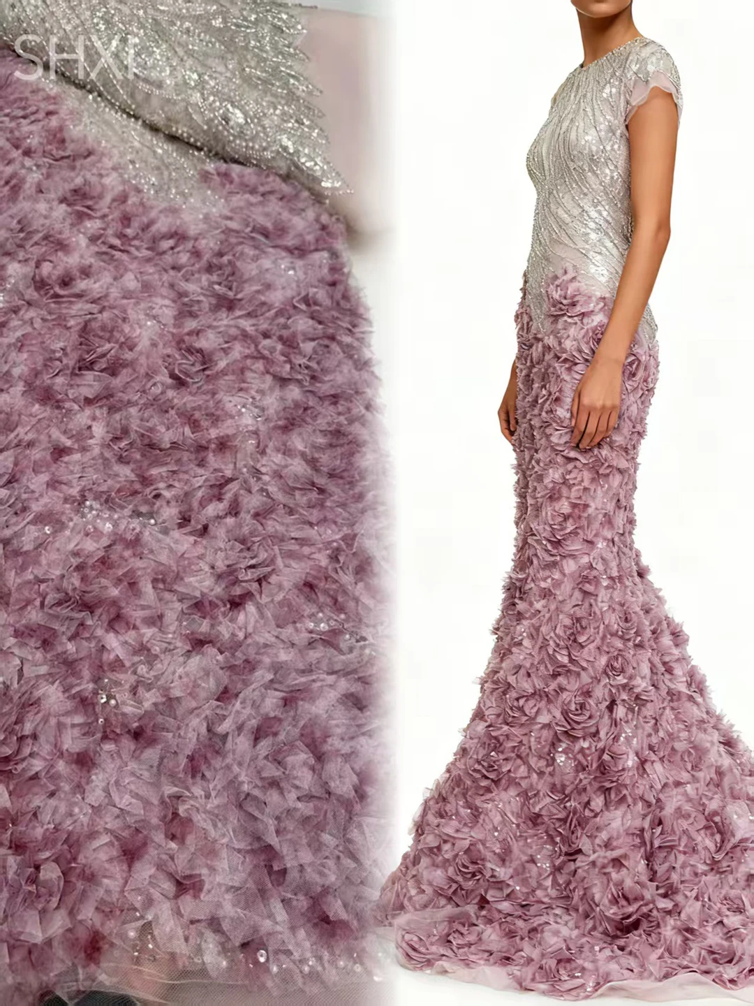 Mais recente design de tule francês 3d lantejoulas tecido renda africano frisado tecido renda nigeria vestidos festa casamento costura feminina 5 metros