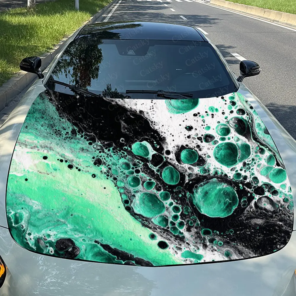 

Fluid Splashed Ink Pattern Car Hood Stickers, Waterproof And Wear-resistant Decorative Stickers, Car Film Stickers, Decorative S
