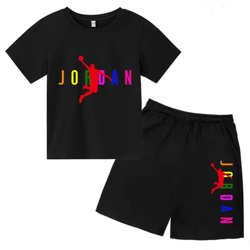 

3 a 12 AñosRopa de Verano para Niños, Conjunto Deportivo Informal de Manga Corta con Camiseta y Pantalones Cortos con Estampado