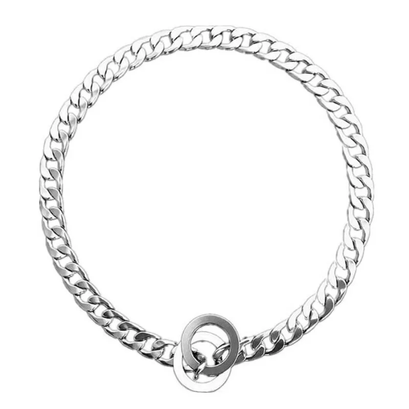 Pet 304 Stainless Steel Flat Chain Training Dog P Chain Large Collar Neck Collar Dog Traction Rope
