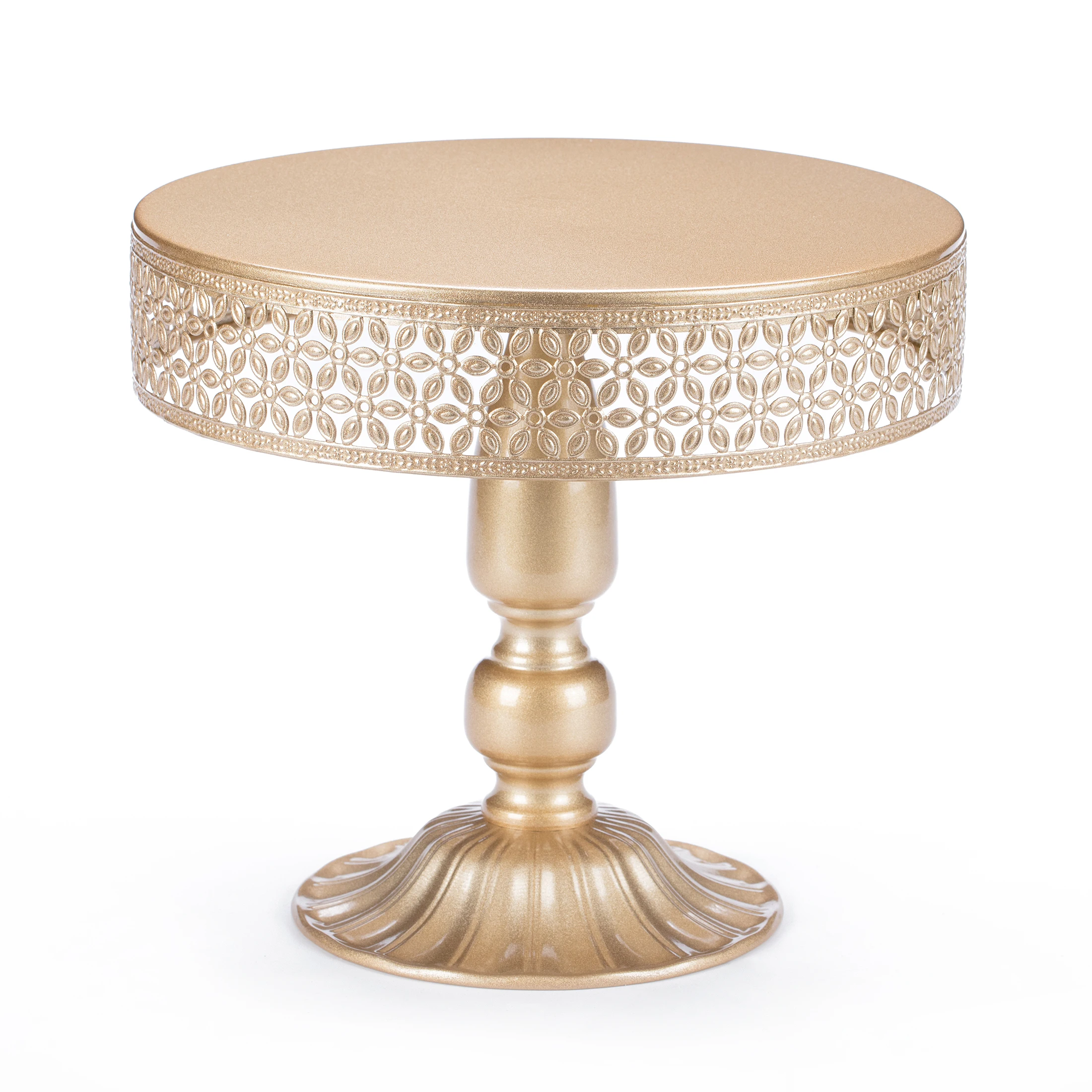 3 stuks diameter 8", 10", 12" taartstandaards set met kanten rand voor desserttafel, feest, verjaardag, decoraties (licht goud)