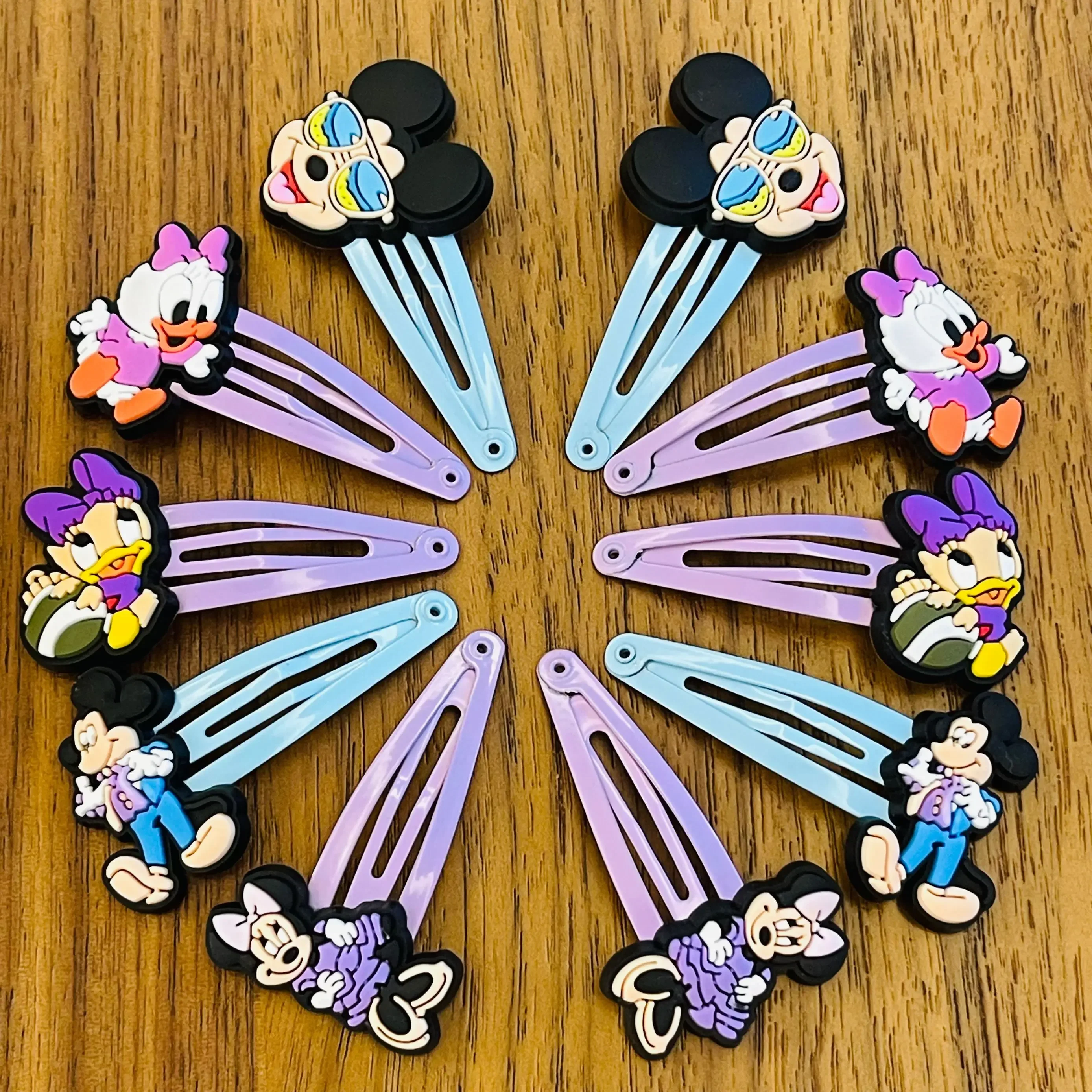10Pcs Cartoon Princess Mickey Minnie BB Hair Clips Kids Hairpins Girls Hair Accessories Bobby Pin Barrette Party Gift Headwear