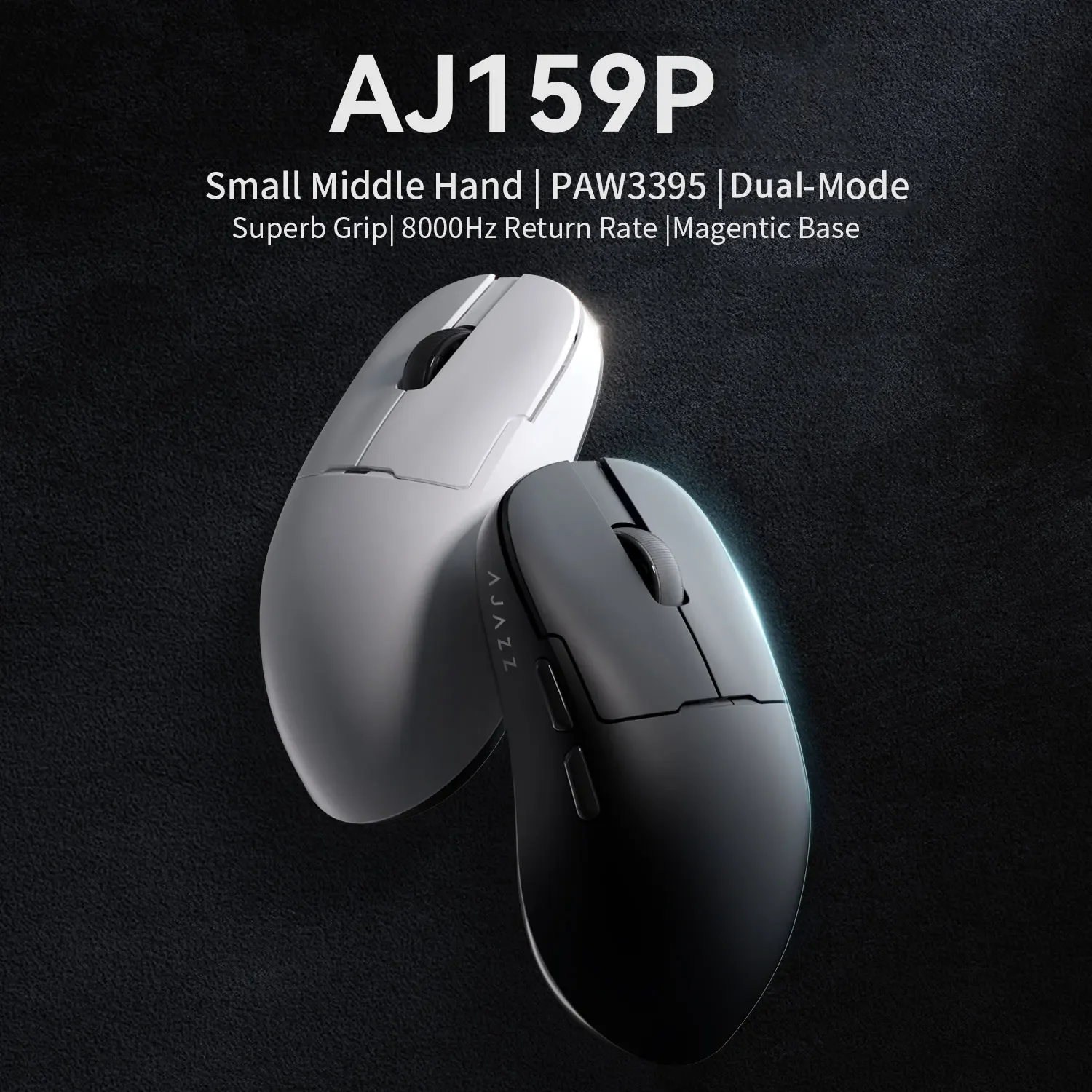 

AJ159P Gaming Mouse PAW3395 Sensor 26000DPI 2.4G/Wired/BT Tri- USB Optical E-sports Mouse With Magentic Charging Dock