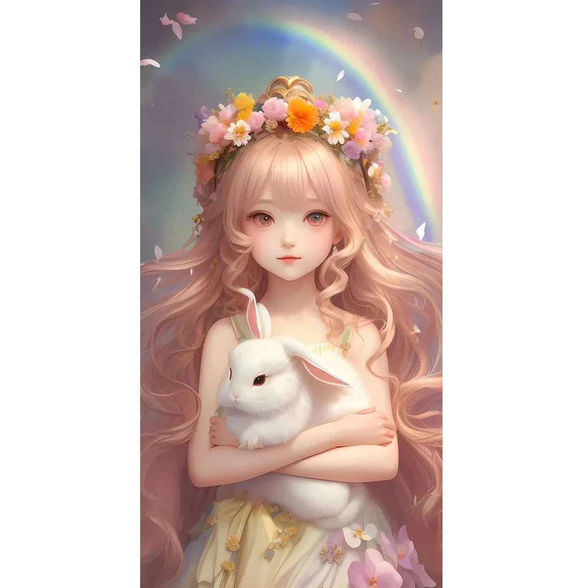 Full Square/Round Drill 5D DIY Diamond Painting Beautiful Girl And Rabbit Diamond Embroidery Cross Stitch Home Decor J3449