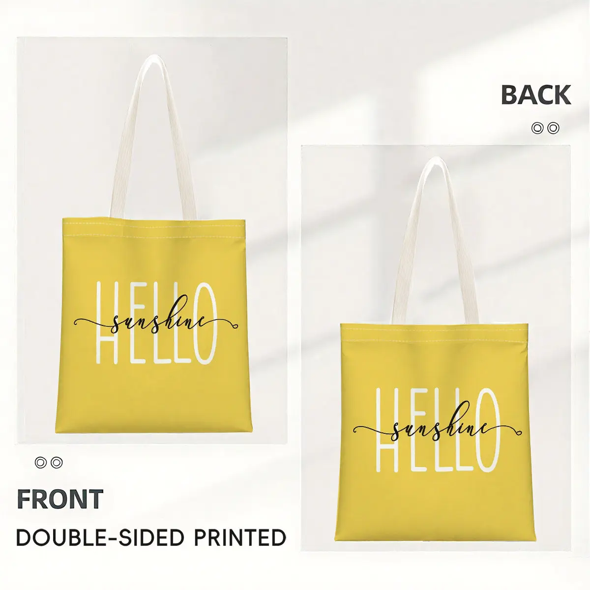 Tote Bag -Cheerful Yellow Durable Beach Bag with Duplex Print & Playful Script Font, Suitable for Grocery Shopping Picnic Bag